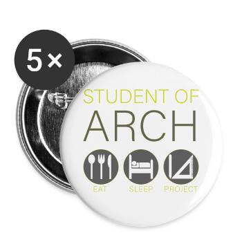 Architektur Student - Eat Sleep Project - Buttons groß 56 mm (5er Pack) - Weiß - Vorne