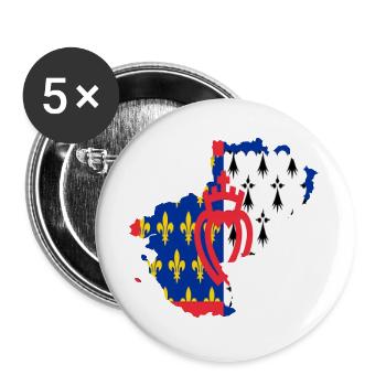 Pays de loire - Lot de 5 grands badges (56 mm) - blanc - Devant