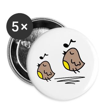 Vögelchen Noten, singen pfeifen - Buttons groß 56 mm (5er Pack) - Weiß - Vorne