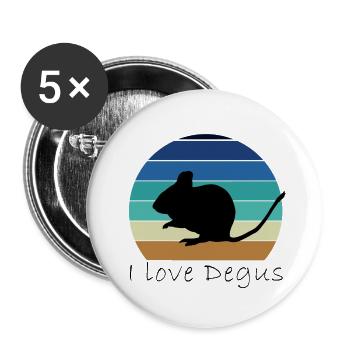 Love Degu - Buttons groß 56 mm (5er Pack) - Weiß - Vorne
