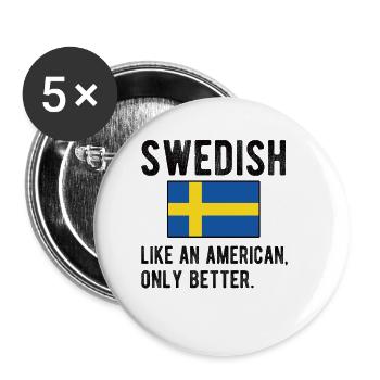 Suédois Suède Drapeau Origine suédoise - Lot de 5 grands badges (56 mm) - blanc - Devant