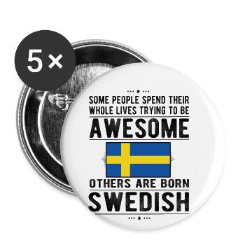 Suédois Suède Drapeau Origine suédoise - Lot de 5 grands badges (56 mm) - blanc - Devant