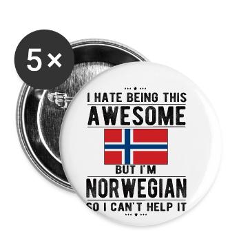 Norvège Norvégienne Drapeau Origine norvégienne - Lot de 5 grands badges (56 mm) - blanc - Devant