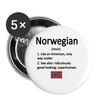 Norweger Norwegen Flagge Norwegische Wurzeln - Buttons groß 56 mm (5er Pack) - Weiß - Vorne