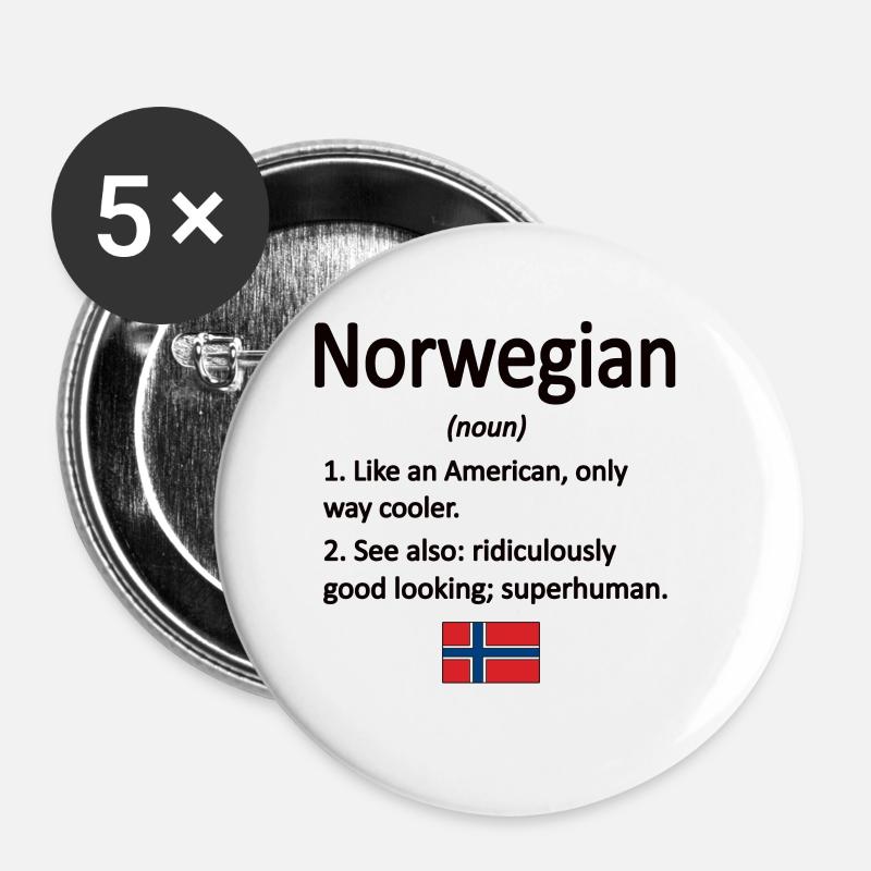 Norwegian Norway flag Norwegian roots - Buttons large 2.2''/56 mm (5-pack) - white