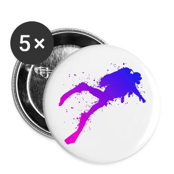 Scuba Tauchen Diving Scuba Dive Herren Taucher - Buttons groß 56 mm (5er Pack) - Weiß - Vorne