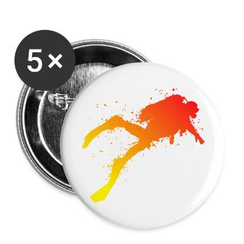 Diving Scuba Dive Herren Jungen Tauchen Taucher - Buttons groß 56 mm (5er Pack) - Weiß - Vorne