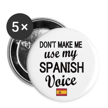 Stolzer Spanier Spanien Flagge Spanische Wurzeln - Buttons groß 56 mm (5er Pack) - Weiß - Vorne