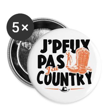 Je Peux Pas J'ai Country Cowboy Western Cadeau - Lot de 5 grands badges (56 mm) - blanc - Devant