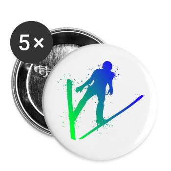 Skispringen Skifliegen Wintersport Skispringer - Buttons groß 56 mm (5er Pack) - Weiß - Vorne