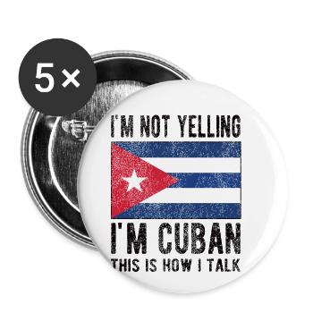 Fier Cuba Origine Cuba Drapeau cubain - Lot de 5 grands badges (56 mm) - blanc - Devant