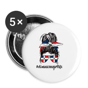Dominican Dominican Republic Flag - Buttons large 2.2''/56 mm (5-pack) - white - Front