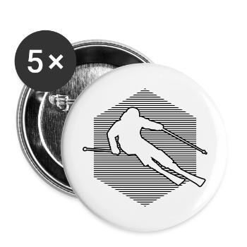 Skifahrer Ski Herren Skiing Damen Skifahren - Buttons groß 56 mm (5er Pack) - Weiß - Vorne
