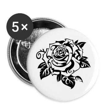 Weiße Rose - Buttons groß 56 mm (5er Pack) - Weiß - Vorne