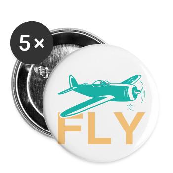 Born to Fly Aviation Pilot - Buttons large 2.2''/56 mm (5-pack) - white - Front