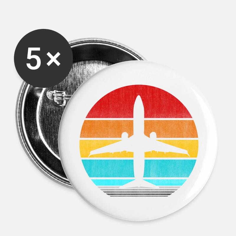 airplane - Buttons large 2.2''/56 mm (5-pack) - white