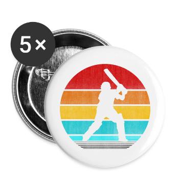 Retro Vinatge Cricket - Buttons groß 56 mm (5er Pack) - Weiß - Vorne