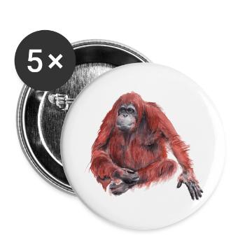 Orangutan - Buttons groß 56 mm (5er Pack) - Weiß - Vorne