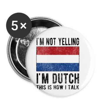 Pays-Bas néerlandais Drapeau néerlandais - Lot de 5 grands badges (56 mm) - blanc - Devant