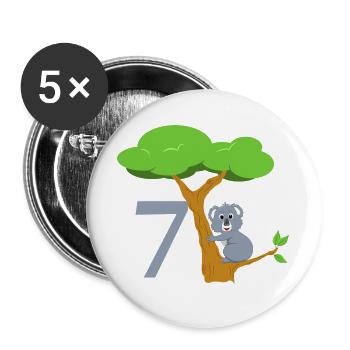 Mignon ours koala avec arbre - 7ème anniversaire - Lot de 5 grands badges (56 mm) - blanc - Devant