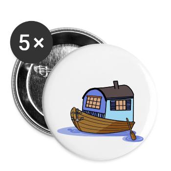 Ship Ahoi House Boat Rowing Boat Paddle Boat Sailor - Buttons large 2.2''/56 mm (5-pack) - white - Front