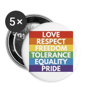 LGBTQ+ - Lot de 5 grands badges (56 mm) - blanc - Devant