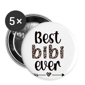 Beste Bibi Grandma Muttertag Bibi Großmutter - Buttons groß 56 mm (5er Pack) - Weiß - Vorne