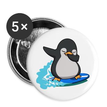 dab dabbing pingouin surf king pingouin anniversaire - Lot de 5 grands badges (56 mm) - blanc - Devant