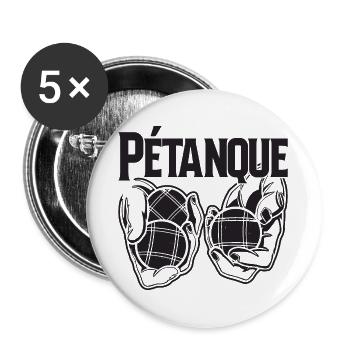 Boule balls pour Bouler Boules Boule Boule Boule boule - Lot de 5 grands badges (56 mm) - blanc - Devant