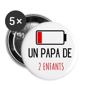 un papa de 2 enfants - idée cadeau papa - Lot de 5 grands badges (56 mm) - blanc - Devant
