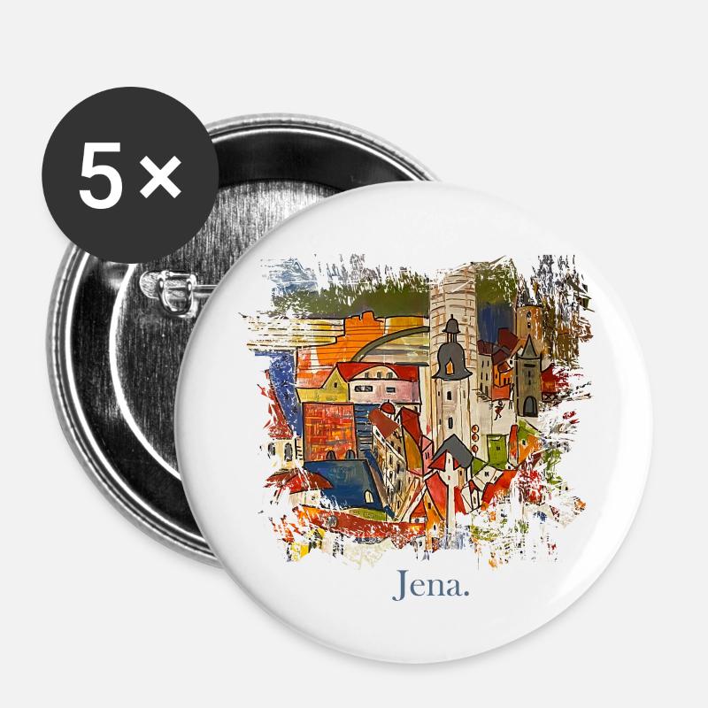 Jena handgemalter Splash - Buttons groß 56 mm (5er Pack) - Weiß