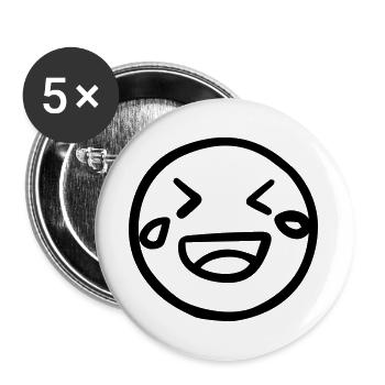 Visage rieur avec des larmes de joie - Lot de 5 grands badges (56 mm) - blanc - Devant