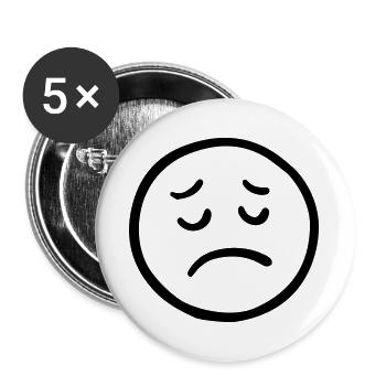 Trauriges Gesicht mit nachdenklichem Blick - Buttons groß 56 mm (5er Pack) - Weiß - Vorne