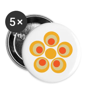 des années 70 motif de fleur - Lot de 5 grands badges (56 mm) - blanc - Devant