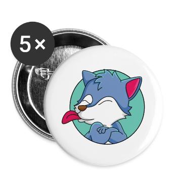 Cheeky little wolf - Buttons large 2.2''/56 mm (5-pack) - white - Front