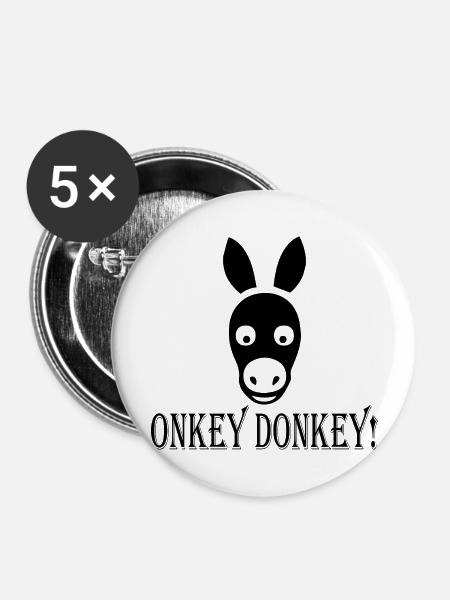 Donkey Esel - Buttons groß 56 mm (5er Pack) - Weiß