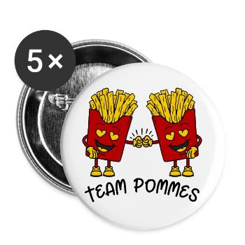 Team fries - Buttons large 2.2''/56 mm (5-pack) - white - Front