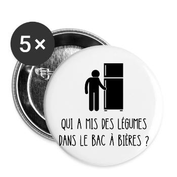 qui a mis des légumes dans le bac à bières - Lot de 5 grands badges (56 mm) - blanc - Devant