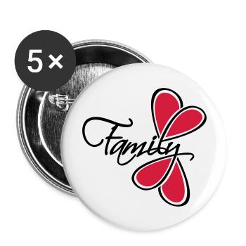 Lettrage Heart Family - Lot de 5 grands badges (56 mm) - blanc - Devant