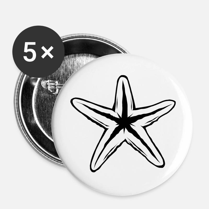 Seestern - Buttons groß 56 mm (5er Pack) - Weiß