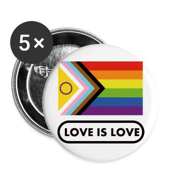 Pride Intersex Inclusive Flag Love is Love - Buttons large 2.2''/56 mm (5-pack) - white - Front