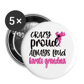 Meilleur cadeau de grand-mère de karaté Fière grand-mère de karaté - Lot de 5 grands badges (56 mm) - blanc - Devant
