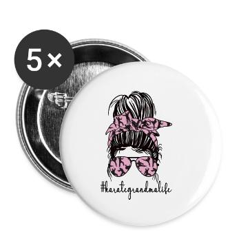 Meilleur cadeau de grand-mère de karaté Fière grand-mère de karaté - Lot de 5 grands badges (56 mm) - blanc - Devant