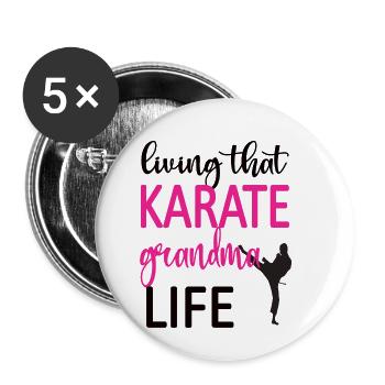 Meilleur cadeau de grand-mère de karaté Fière grand-mère de karaté - Lot de 5 grands badges (56 mm) - blanc - Devant