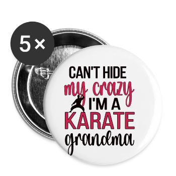 Fière Karaté Grand-mère Meilleur Karaté Grand-mère Cadeau - Lot de 5 grands badges (56 mm) - blanc - Devant