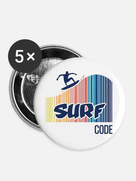 Surfcode - Buttons groß 56 mm (5er Pack) - Weiß