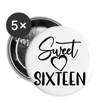 Sweet Sixteen Mignon cadeau de 16 ans - Lot de 5 grands badges (56 mm) - blanc - Devant