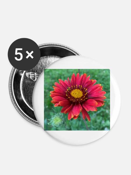 Blume mit Knospe - Buttons groß 56 mm (5er Pack) - Weiß
