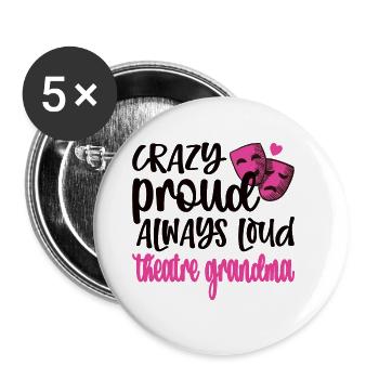 Fier Théâtre Grand-mère Théâtre Acteur Grand-mère - Lot de 5 grands badges (56 mm) - blanc - Devant