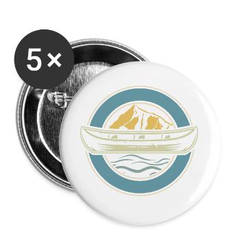 Kanu Kanut Kanutin Kanufahrer - Buttons groß 56 mm (5er Pack) - Weiß - Vorne